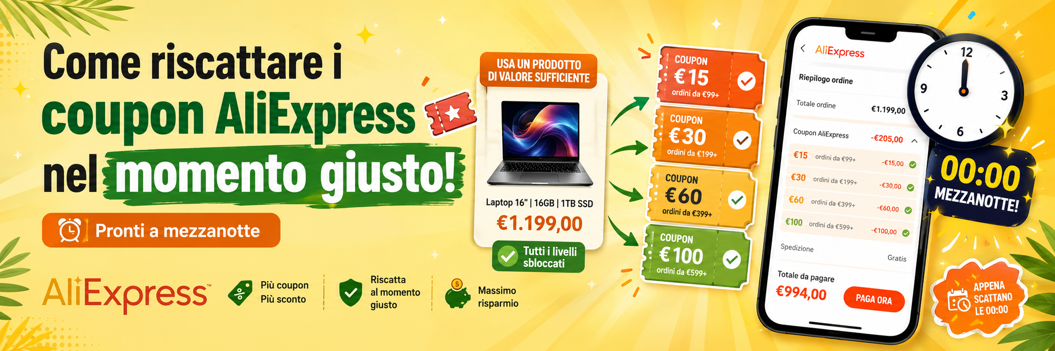 Coupon AliExpress e carrello degli acquisti